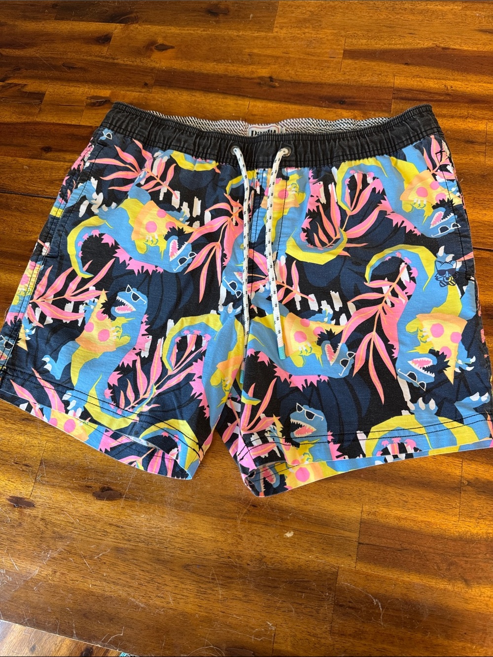 Party Pants- Men's Tropical Vibes Seersucker Swimsuit Black